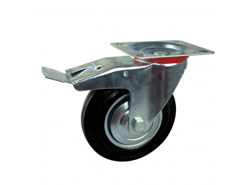 ΡΟΔΕΣ ΜΕ ΦΡΕΝΟ 160mm (RUBBER) ΜΑΥΡΕΣ ΚΙΝΑΣ ΠΕΡΙΣΤΡΕΦΟΜΕΝΕΣ