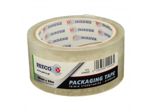 ΤΑΙΝΙΑ ΣΥΣΚΕΥΑΣΙΑΣ PATCO 60m x 48mm ΔΙΑΦΑΝΗ (Χαμηλού Θορύβου)