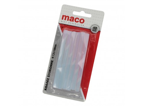 ΚΟΛΛΑ ΘΕΡΜΗΣ ΣΙΛΙΚΟΝΗΣ ΔΙΑΦΑΝΗ Φ 7,2mm Χ 10 cm MACO (σετ 12τμχ) (ΚΑΡΤΕΛΑ)