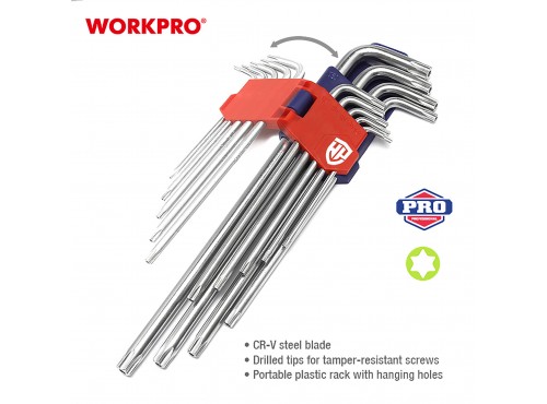 ΚΛΕΙΔΙΑ TORX ΣΕΤ 9 τμχ ΜΑΚΡΥΑ WP222003 WORKPRO (PROFI)