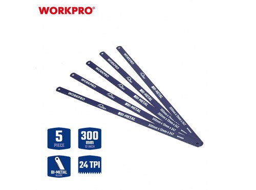 ΛΑΜΑ ΑΕΡΟΣ ΣΕΤ 5ΤΜΧ (24TPI) BI-METAL 300x12mm WP215033 WORKPRO (PROFI) (ΚΑΡΤΕΛΑ)
