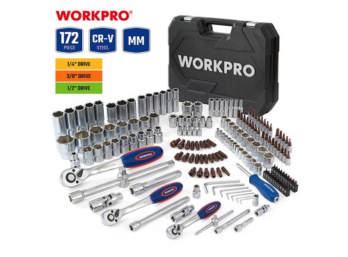 ΚΑΣΕΤΙΝΑ ΚΑΡΥΔΑΚΙΑ &amp; ΜΥΤΕΣ 1/4"+3/8"+1/2" ΣΕΤ 172 τμχ WP202545 WORKPRO (PROFI)