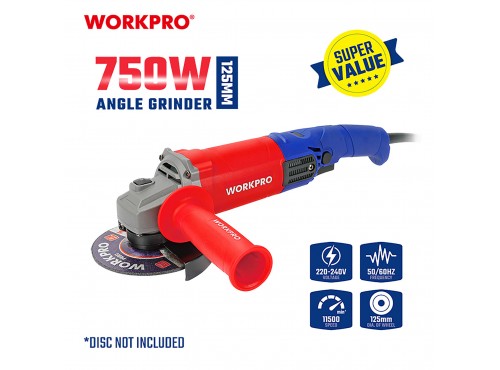 ΓΩΝΙΑΚΟΣ ΤΡΟΧΟΣ 750W Φ125mm WP472023 WORKPRO