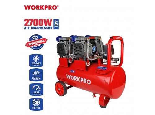 ΑΕΡΟΣΥΜΠΙΕΣΤΗΣ 40L 2x1350W ΕΠΑΓΓΕΛΜΑΤΙΚΟΣ (ΧΑΜΗΛΟΥ ΘΟΡΥΒΟΥ) WP425003 WORKPRO (PROFI)