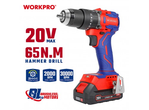 ΕΠΑΝΑΦΟΡΤΙΖΟΜΕΝΟ ΔΡΑΠΑΝΟΚΑΤΣΑΒΙΔΟ 20V-Li BL 65Nm+ΤΡΟΧΟΣ 20V-Li BL Φ125mm COMBO-KIT WP500011 WORKPRO