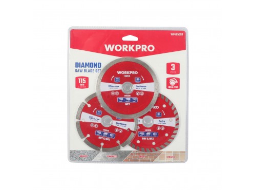ΔΙΣΚΟΙ ΔΙΑΜΑΝΤΙ 115X22.2 ΣΕΤ 3 τμχ WP405093 WORKPRO