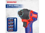 ΕΠΑΝΑΦΟΡΤΙΖΟΜΕΝΟ ΚΑΤΣΑΒΙΔΙ ΠΑΛΜΙΚΟ 20V-Li BL 230Nm. (2x2,0AH) WP390107 WORKPRO (PROFI PLUS)